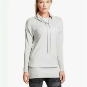 Athleta Acadia Cowl Neck Tunic Sweater Gray Pullover Small